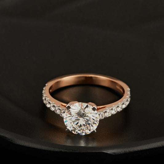 14k Rose Gold Solitaire Ring.